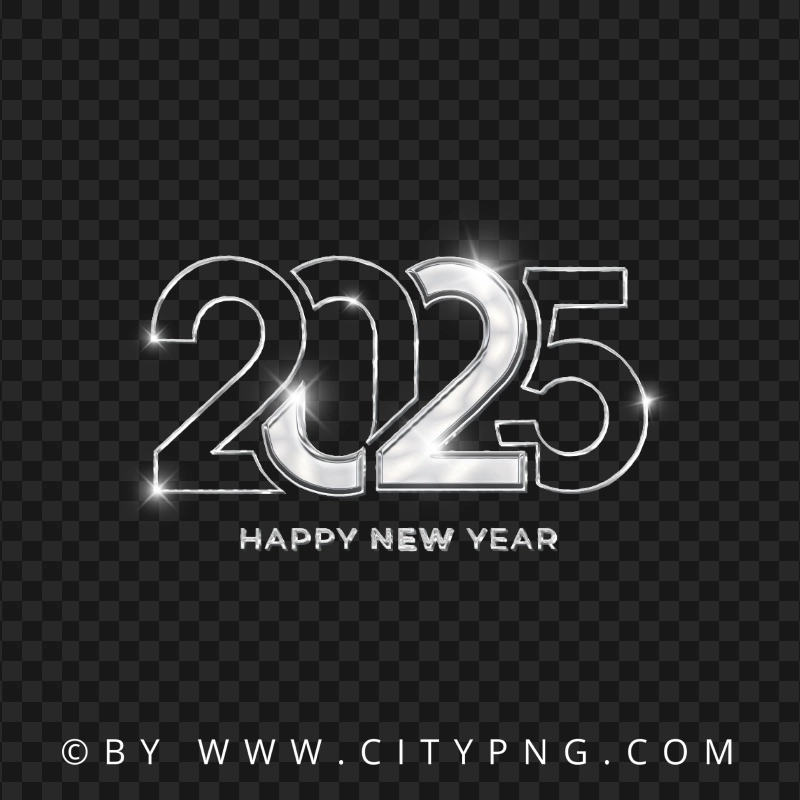 2025 Happy New Year Platinum Blazing Outline Design Citypng