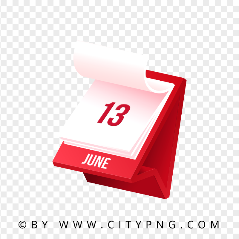 13th June Date Monthly Calendar Icon 3D