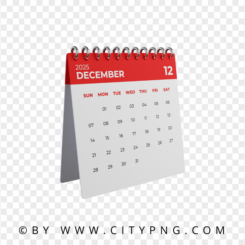 December 2025 Monthly 3D Calendar | Citypng