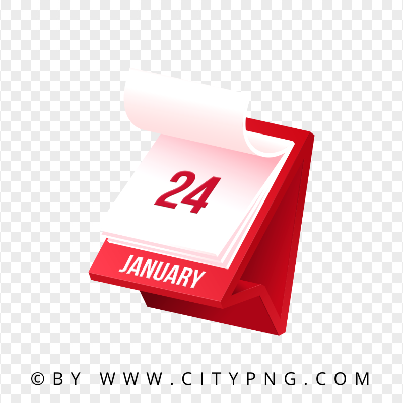 24th January 3D Calendar Transparent Background Icon
