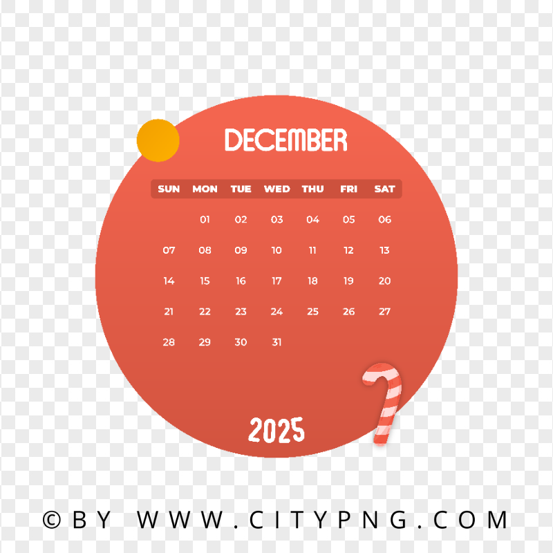 December 2025 vector monthly calendar transparent background | citypng