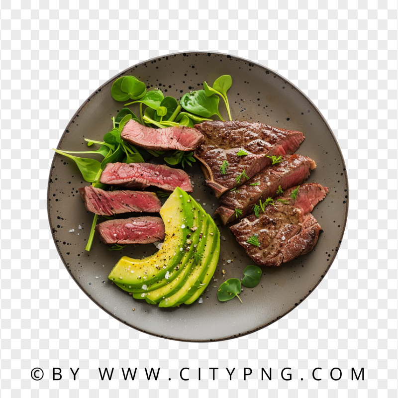 Medium Well Steak Slices with Avocado