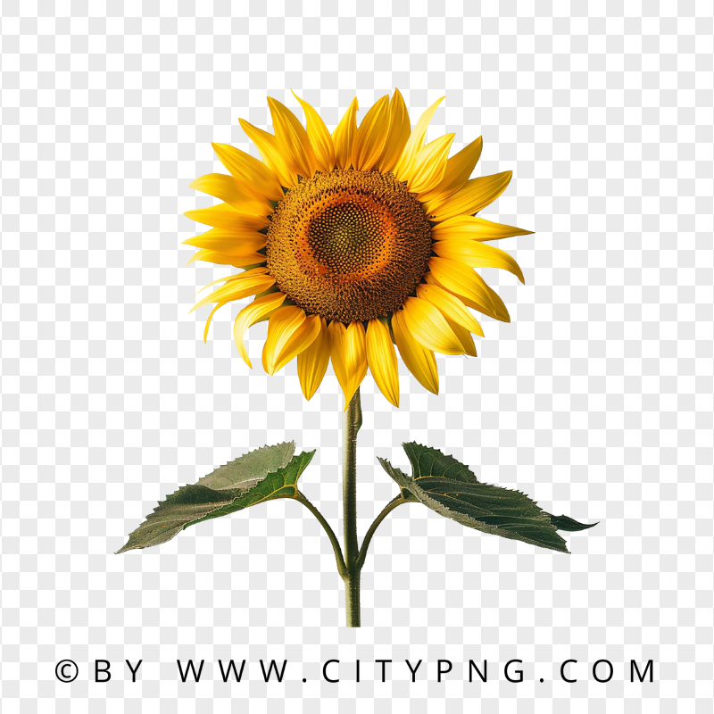 Yellow Natural Sunflower Plant with Leaves