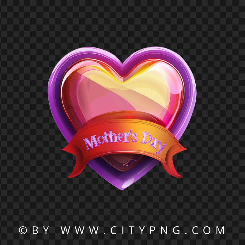 3D Mother's Day Heart with Yellow Ribbon
