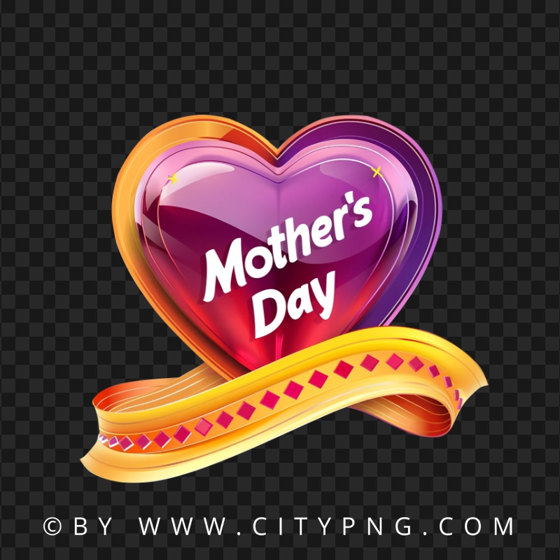 3D Mother's Day Heart & Yellow Ribbon Banner