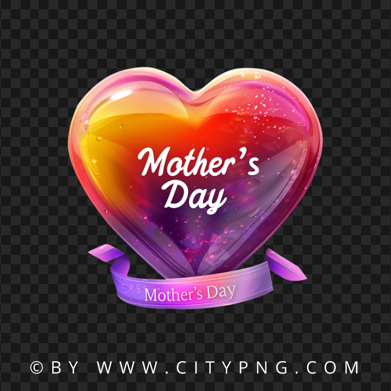 Cute 3D Heart Mother's Day Greeting PNG