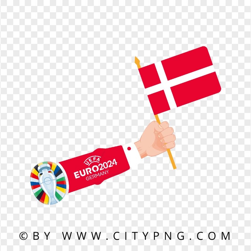 Euro 2024 Flag of Denmark in Hand