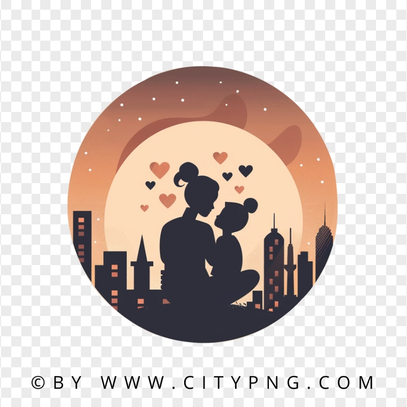 Vector Beautiful Mother & Daughter Silhouette Relationship