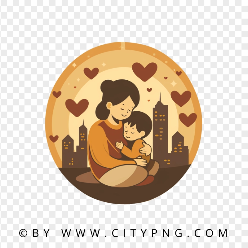 Mother's Day Asian Family Mom Child Relationship Flat Circle