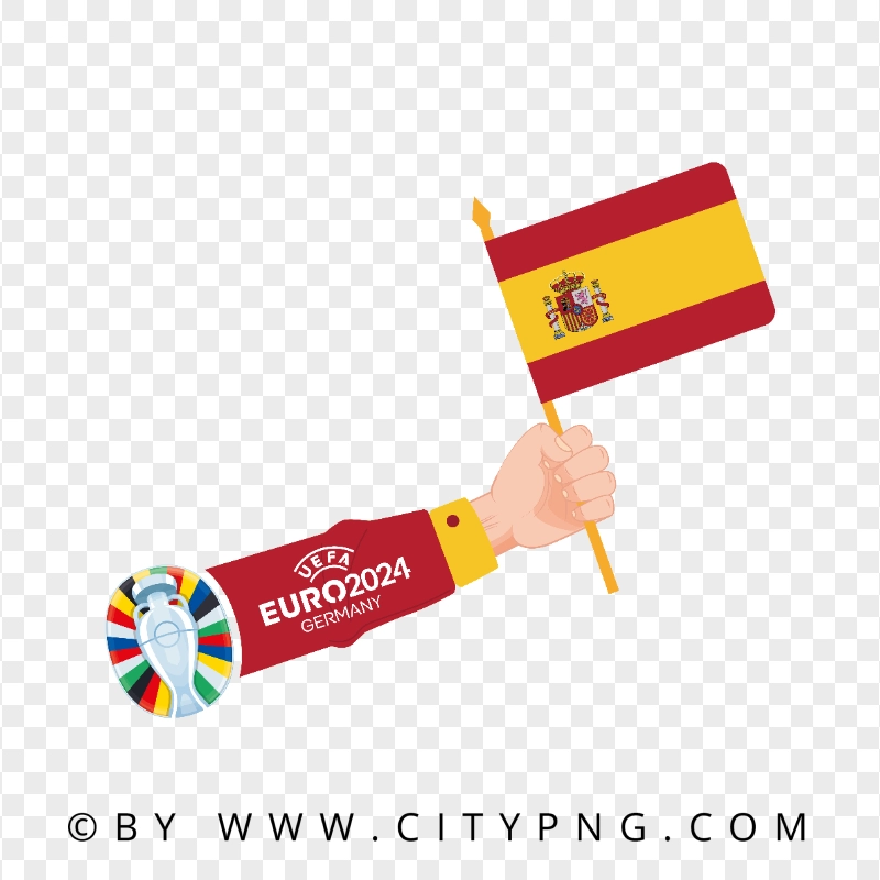 Spanish Flag Waving in Hand Euro 2024