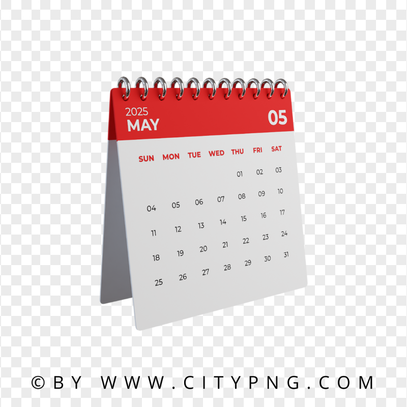 3D May 2025 Monthly Calendar