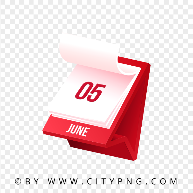 5th June Month 3D Daily Red And White Calendar Icon