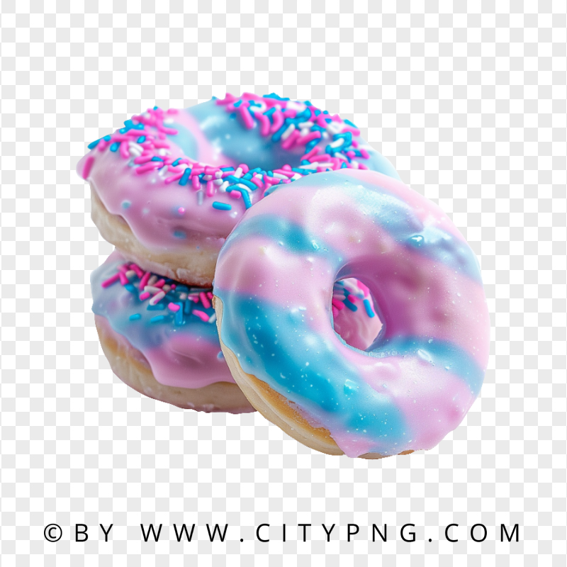 Blue and Pink Glazed Donuts with Colorful Sprinkles
