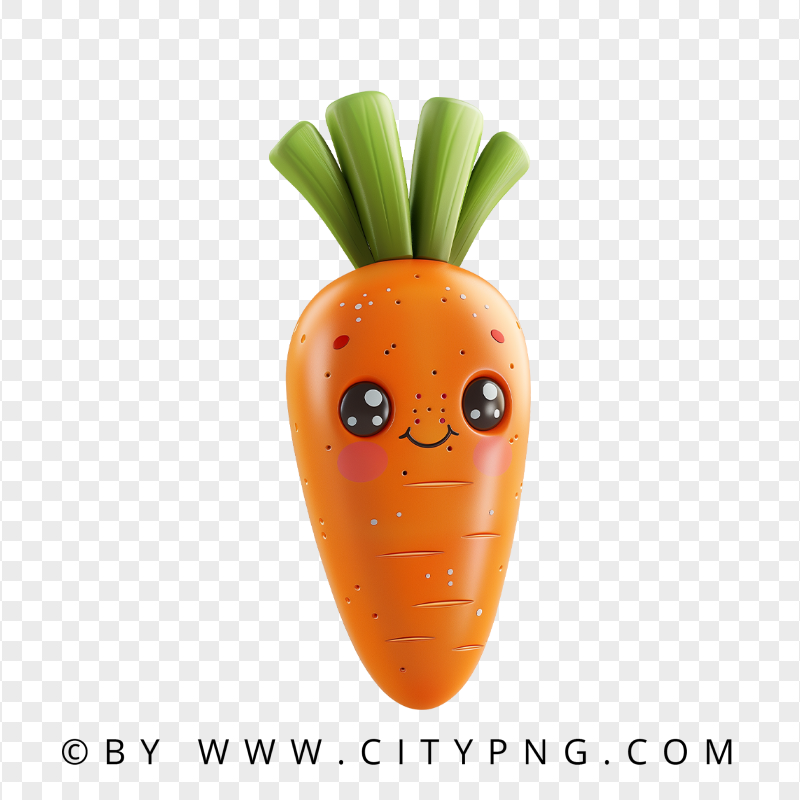 Cute Cartoon Carrot with Smiling Kawaii Face