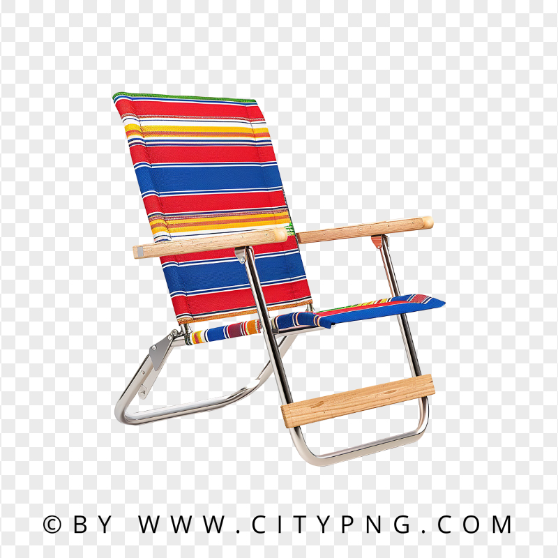 Vibrant Red and Blue Striped Beach Seat for Relaxation