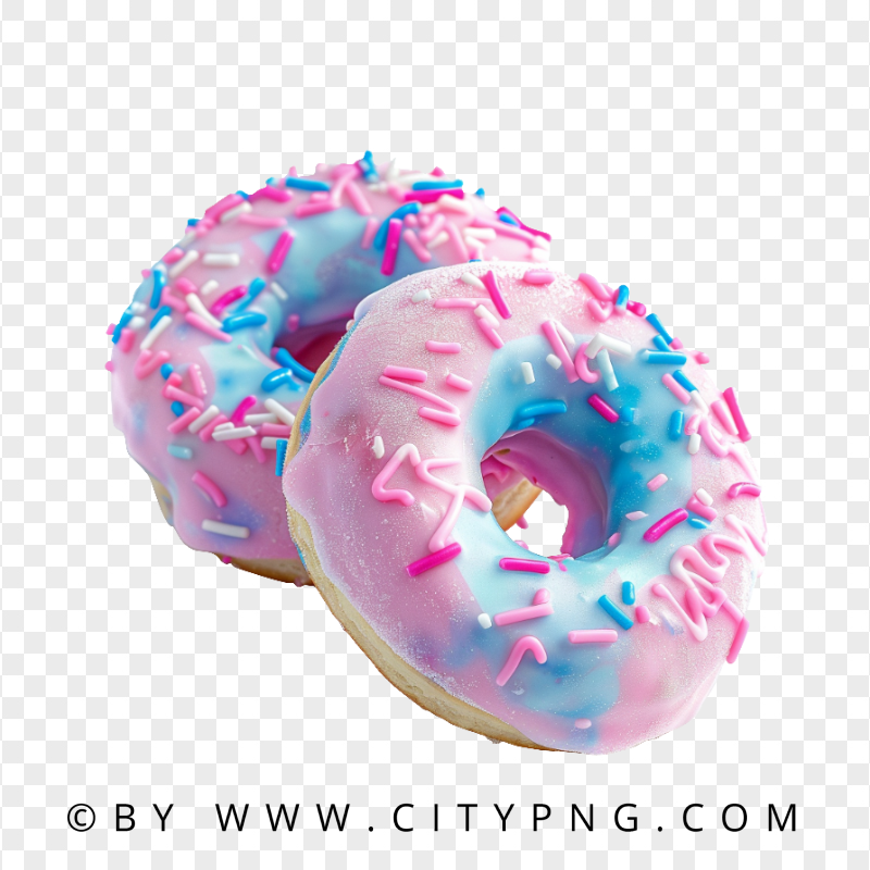 Fun Dessert Donuts in Pink and Blue with Sugar Toppings