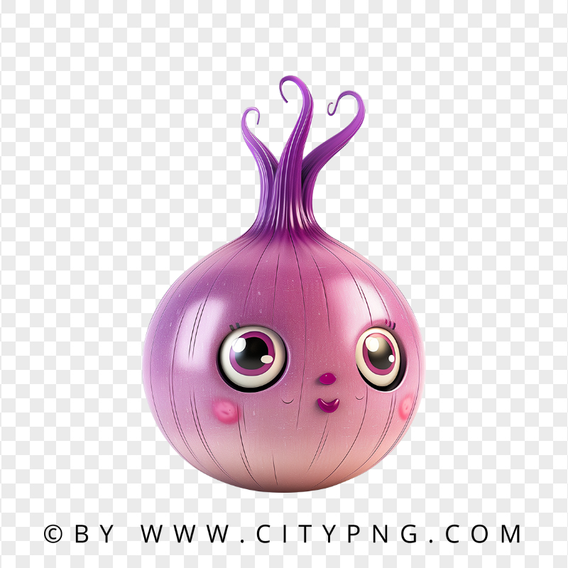 Cute Purple kawaii Onion Cartoon Character with Big Eyes