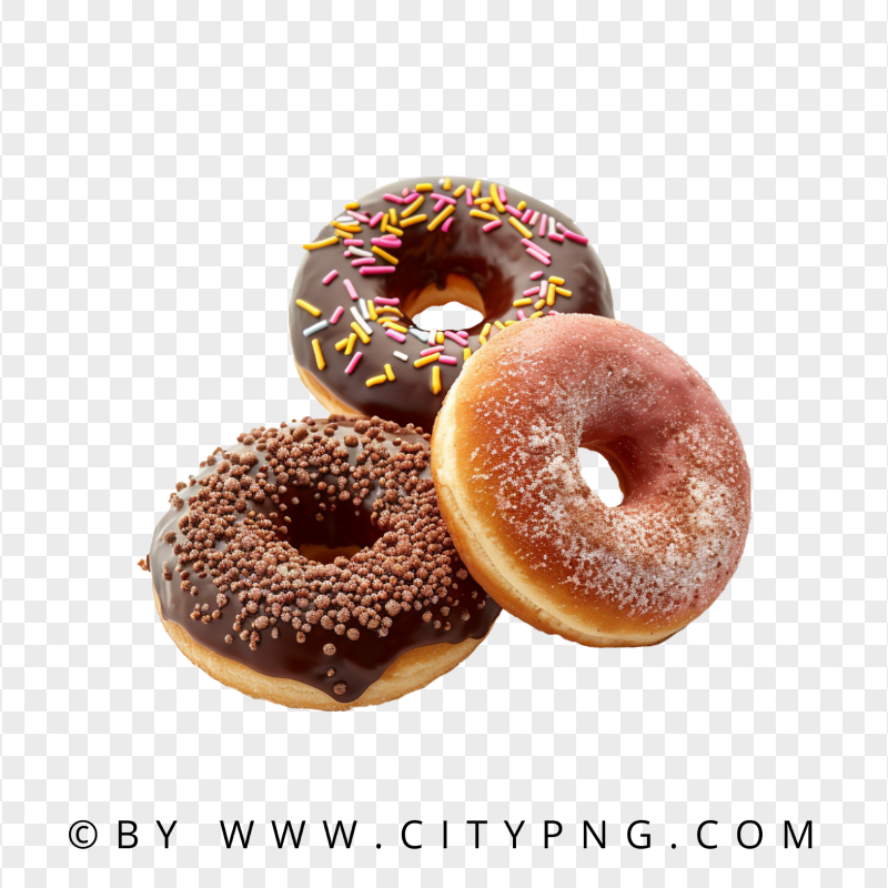 Assorted Chocolate Donuts with Sugar and Sprinkles