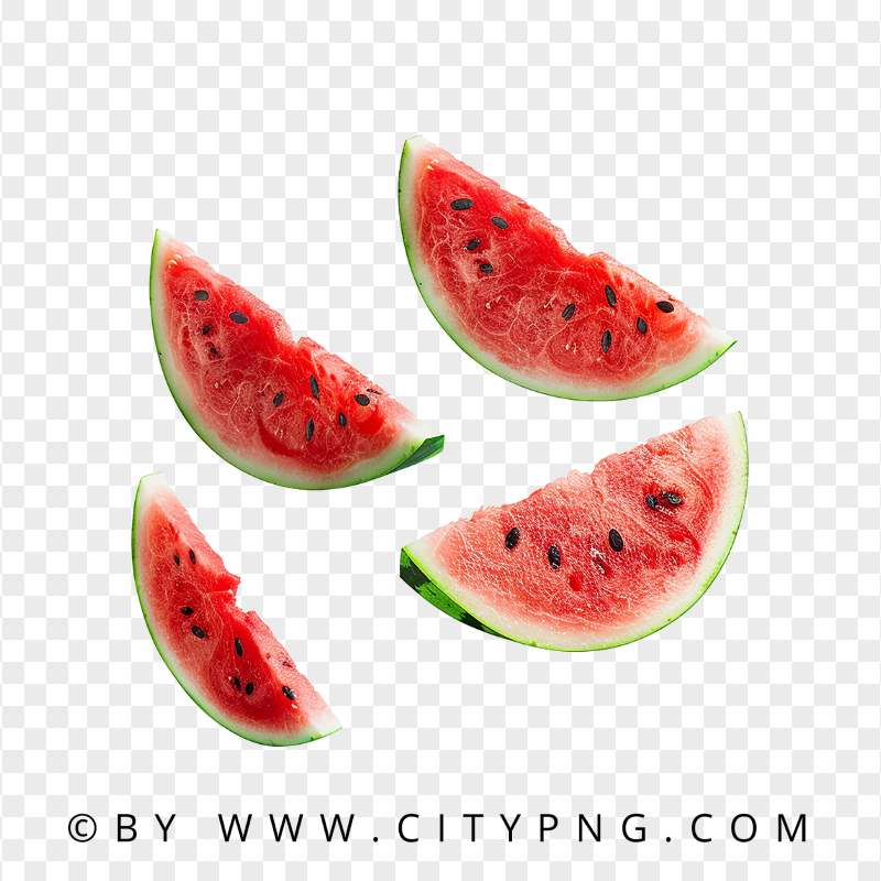 Four Realistic Watermelon Slices for Summer Enjoyment