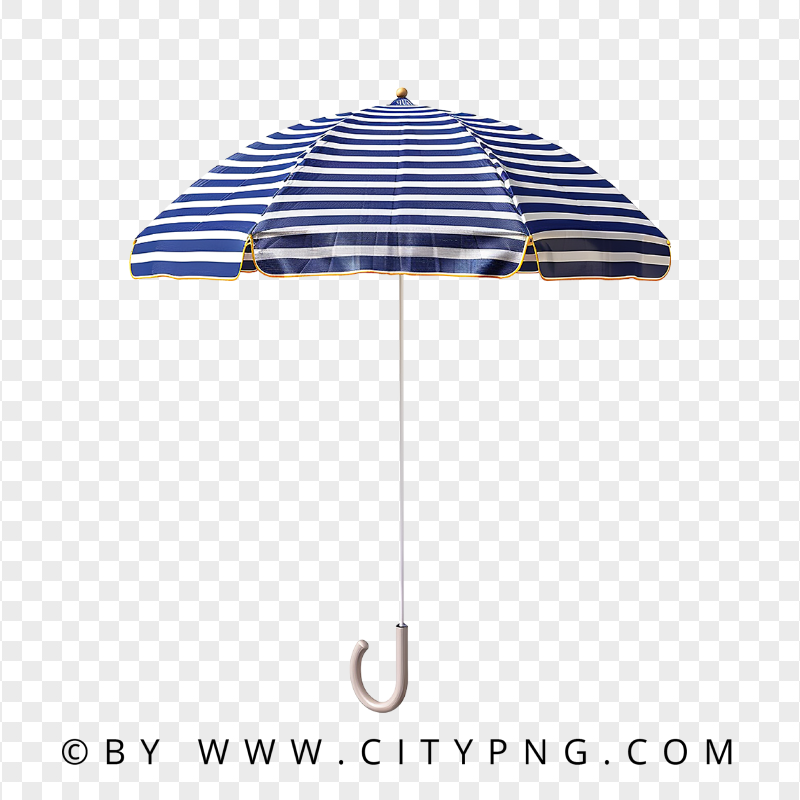 Navy and White Striped Beach Umbrella with Hook Handle