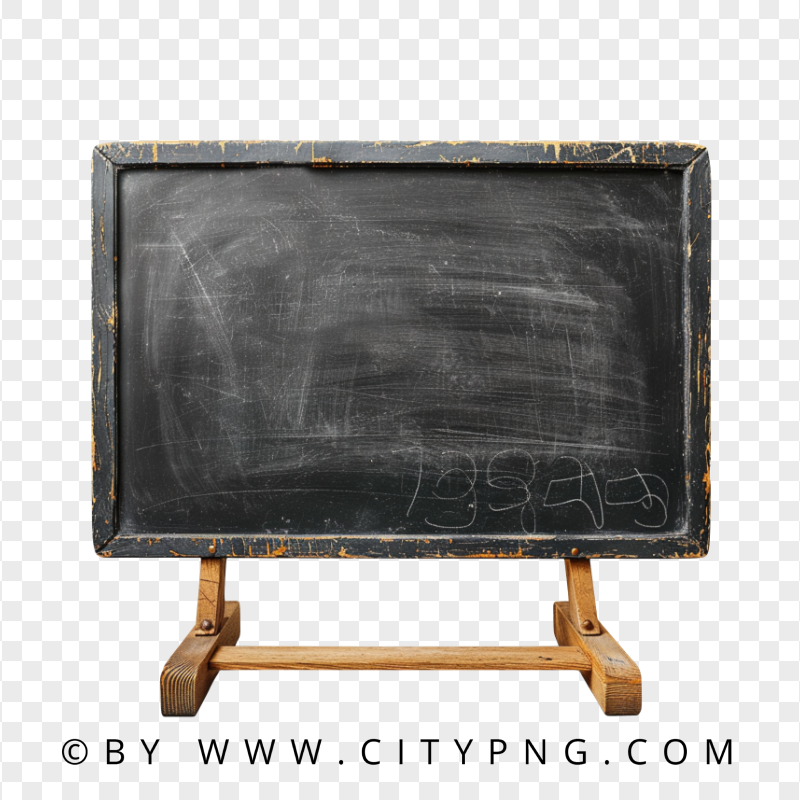 Front View Of Stand Up Wooden School Blackboard