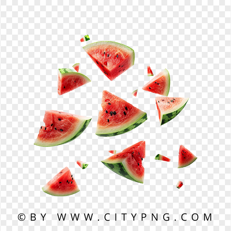 Juicy Flying Watermelon Slices with Realistic Texture