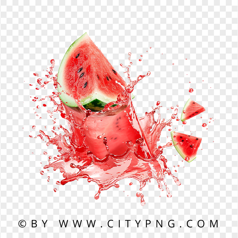 Juicy Watermelon Slice with Splash Effect