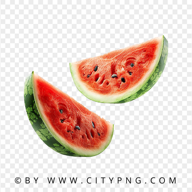 Pair of Ripe Watermelon Slices for Summer Refreshment