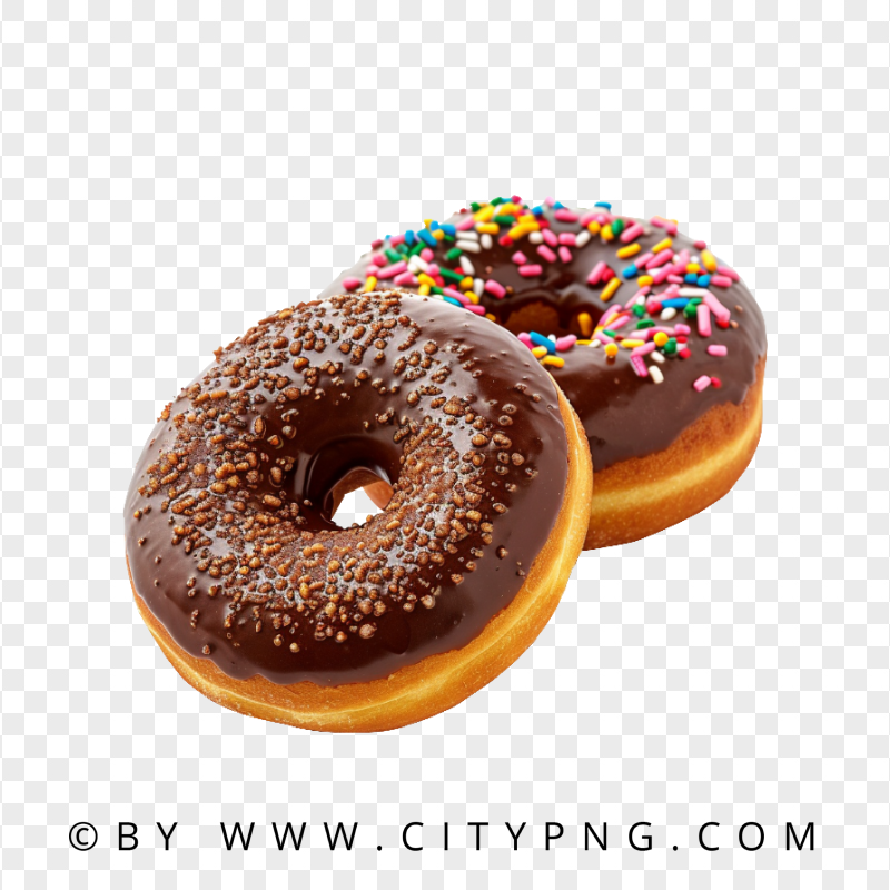 Pair of Classic Chocolate Donuts with Toppings