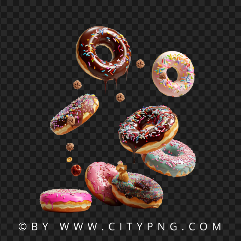 Assorted Sweet Donuts with Chocolate Pink and Blue Frosting