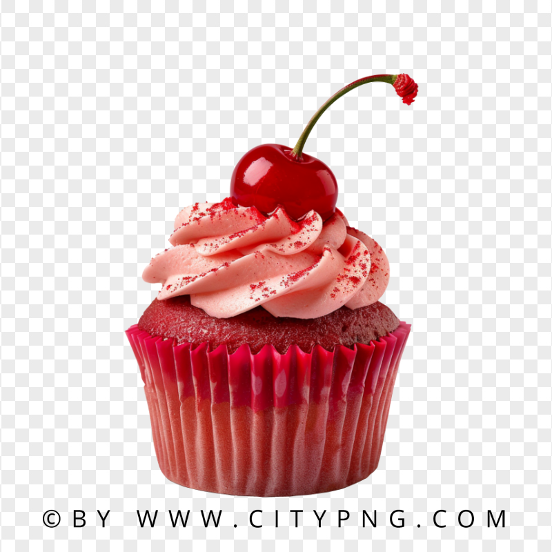 Sweet Red Cupcake With Berry Fruit Transparent Background