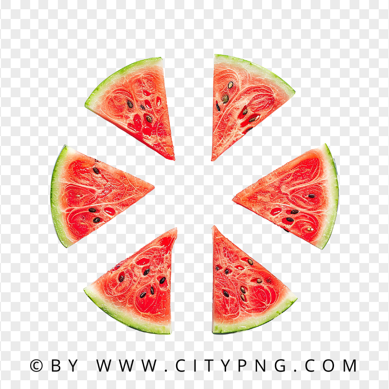 Fresh Watermelon Slices Arranged in a Circular Layout
