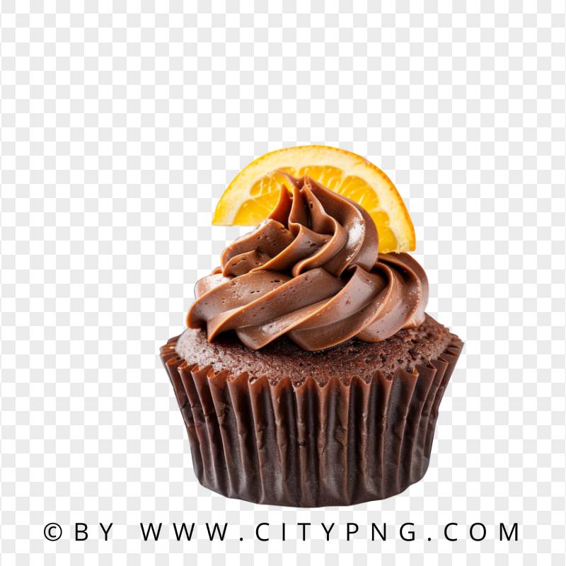 Sweet Chocolate Cupcake with Lemon Wedge
