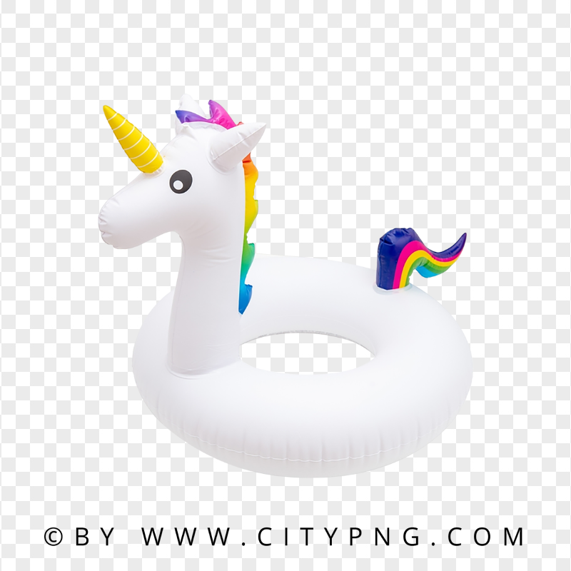 White Unicorn Swimming Float with Rainbow Details