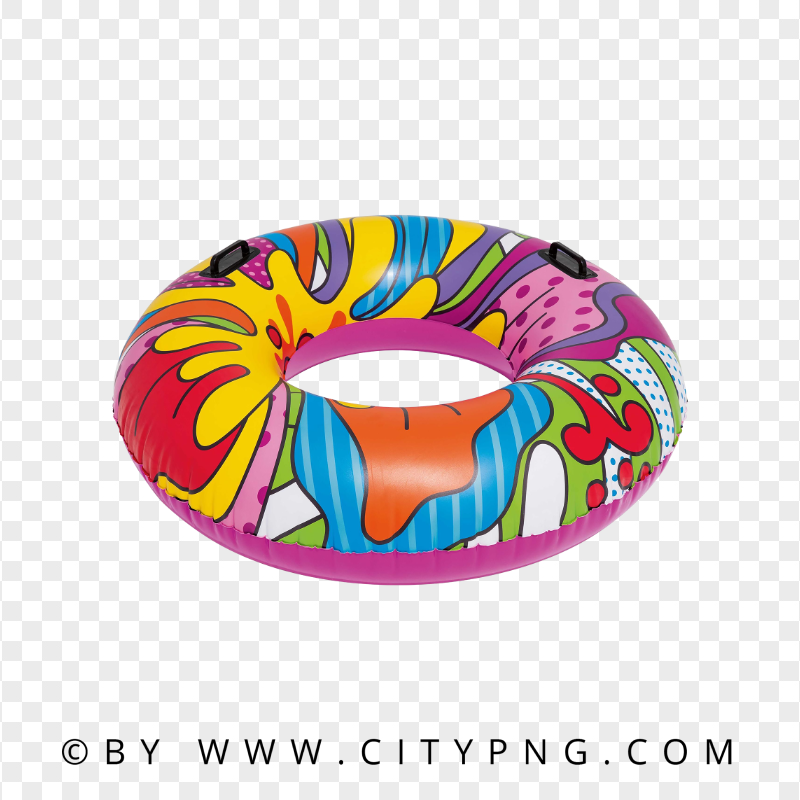 Colorful Pop Art Inflatable Swim Tube with Handles