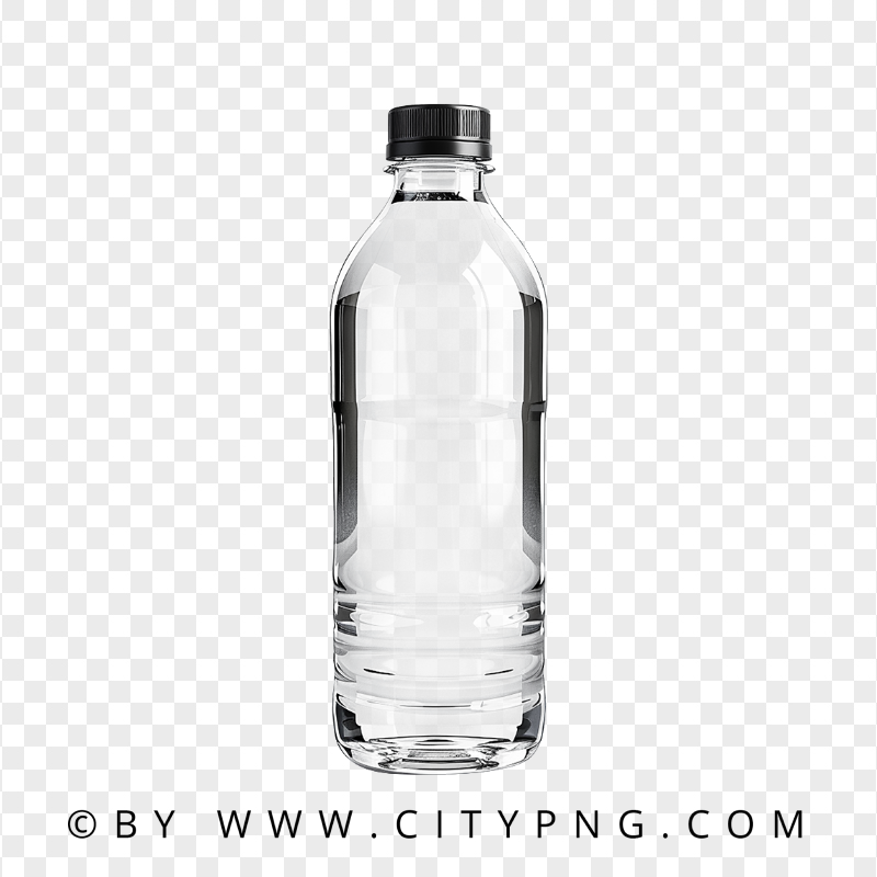 Empty Rounded Plastic Bottle with Black Cap