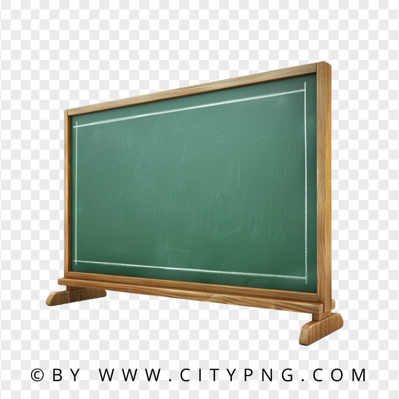 HD Side View Wooden Green school Chalk Board Illustration