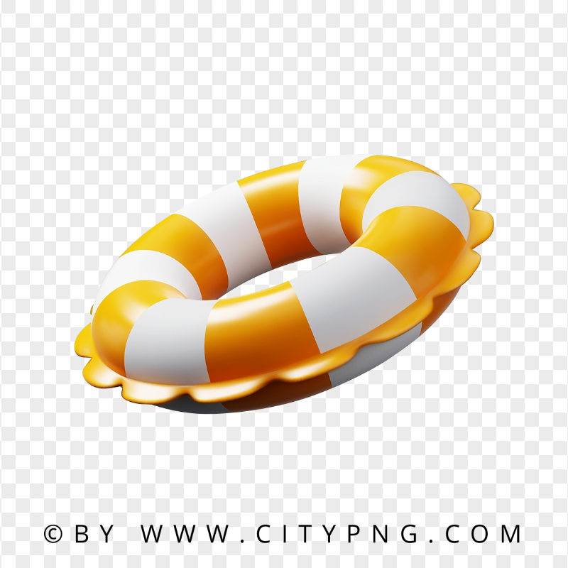 Yellow and White Inflatable Swimming Ring for Summer Fun