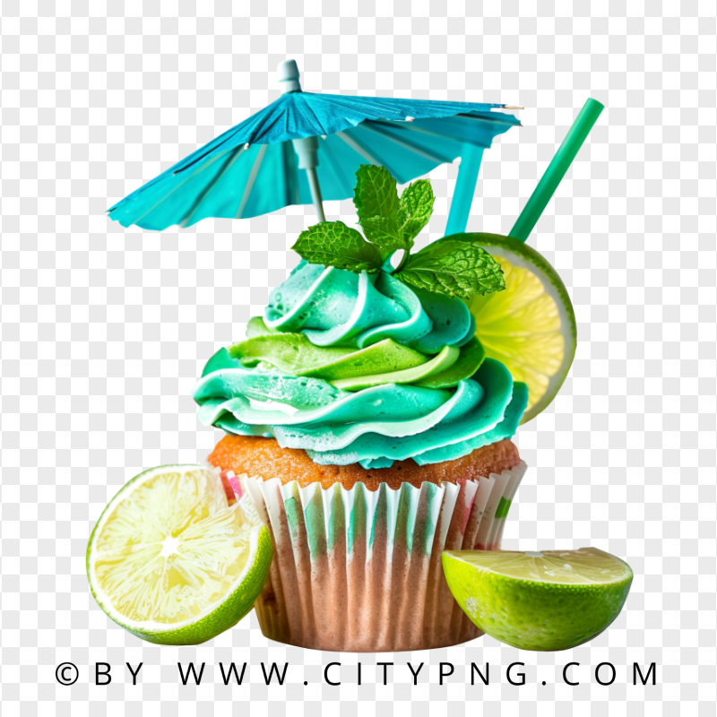 Tropical One Bowl Lemon Cupcake with Lime and Mint